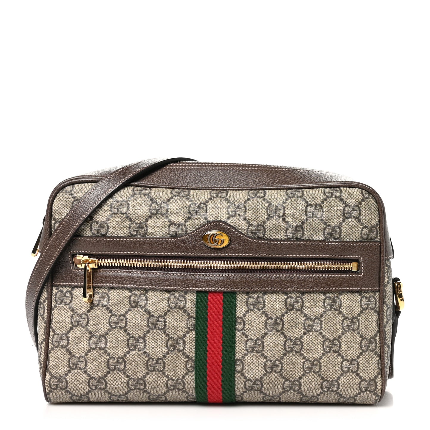 GG Supreme Monogram Web Small Ophidia Shoulder Bag Brown