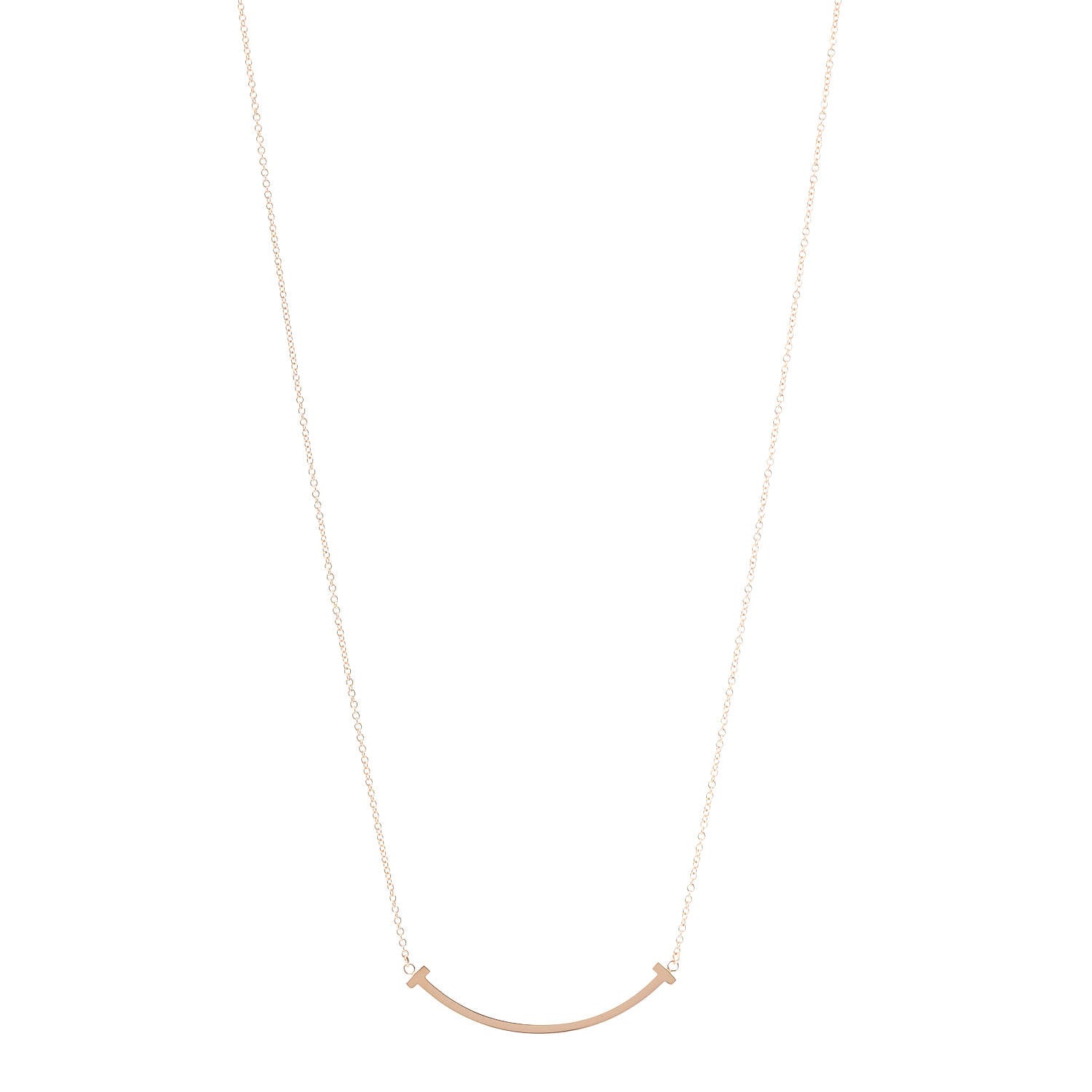 Tiffany 18K Rose Gold Small T Smile Pendant Necklace 1 of 5