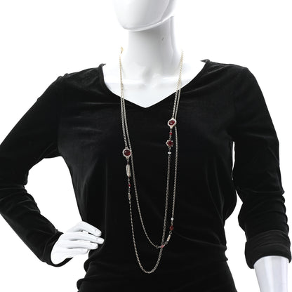 Chanel Pearl Resin Long Necklace Gold Red 2 of 6