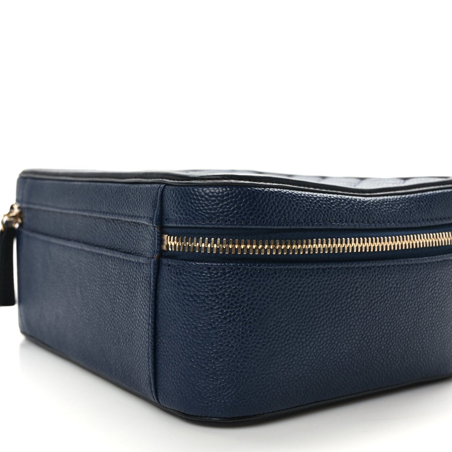 Caviar Quilted Large CC Filigree Vanity Case Navy
