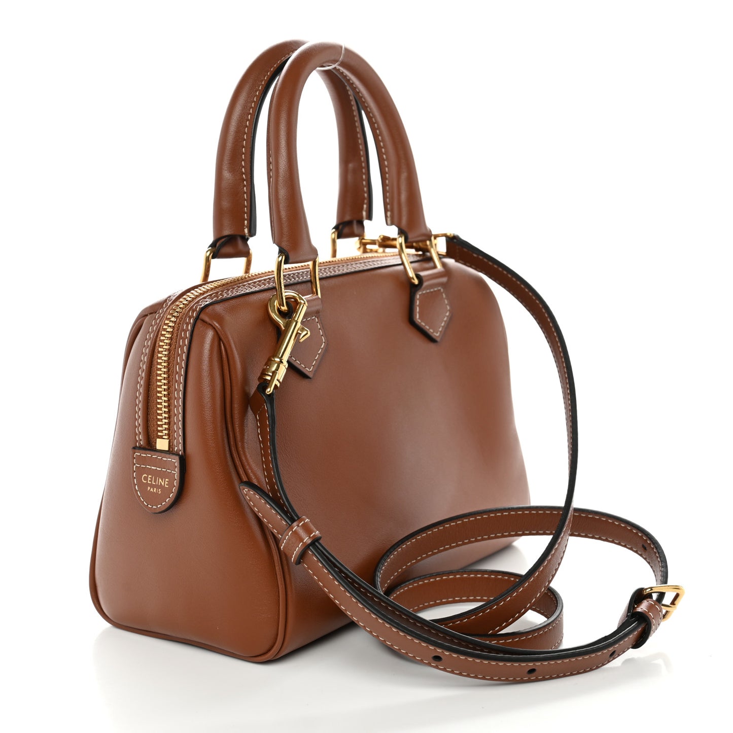 Smooth Calfskin Triomphe Small Boston Bag Tan