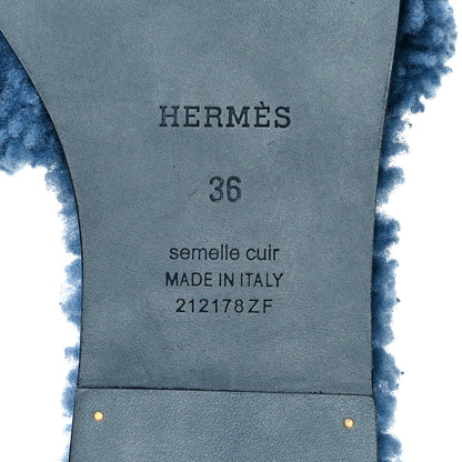 Hermes Woolskin Oran Sandals 36 Bleu 6 of 8