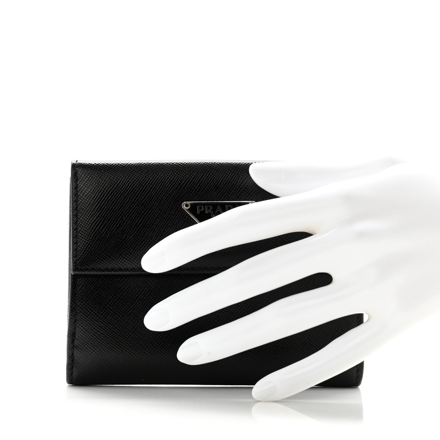 Saffiano Tri-Fold Compact Wallet Black