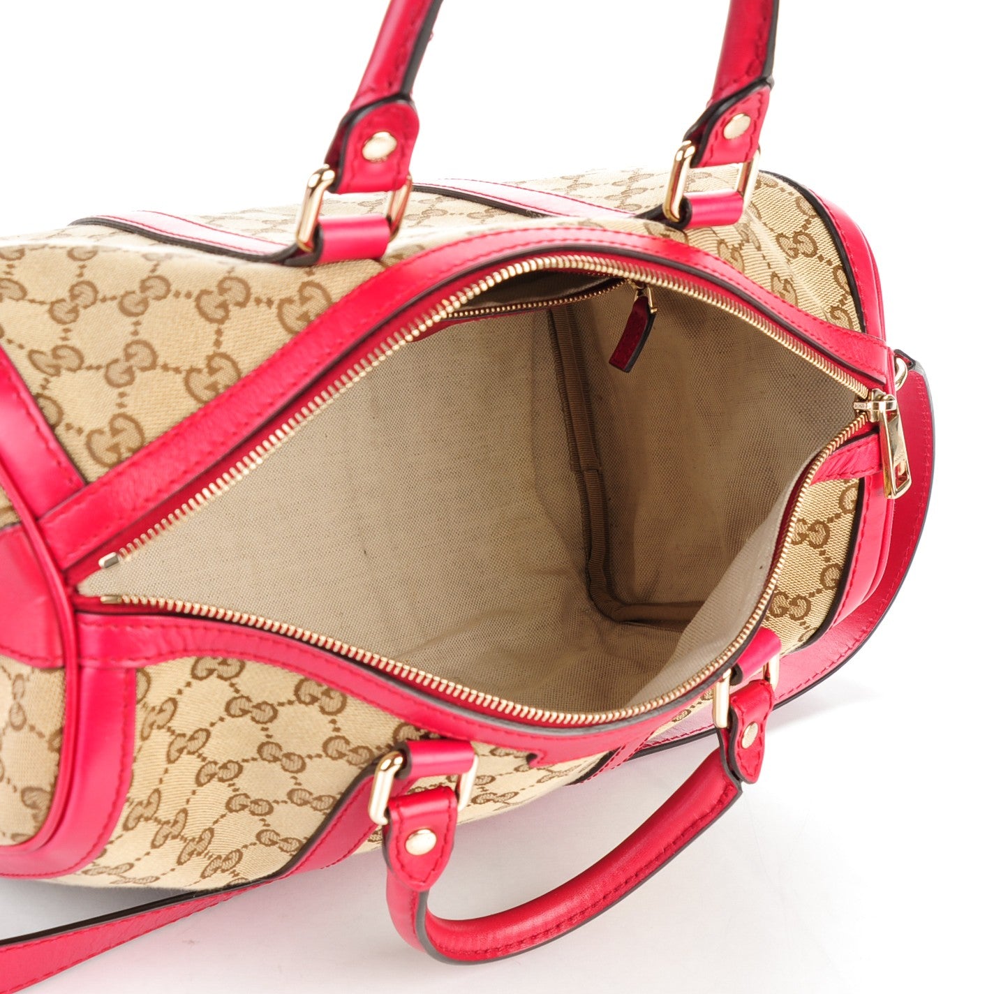 Gucci Monogram Medium Joy Boston Beige Red 5 of 7