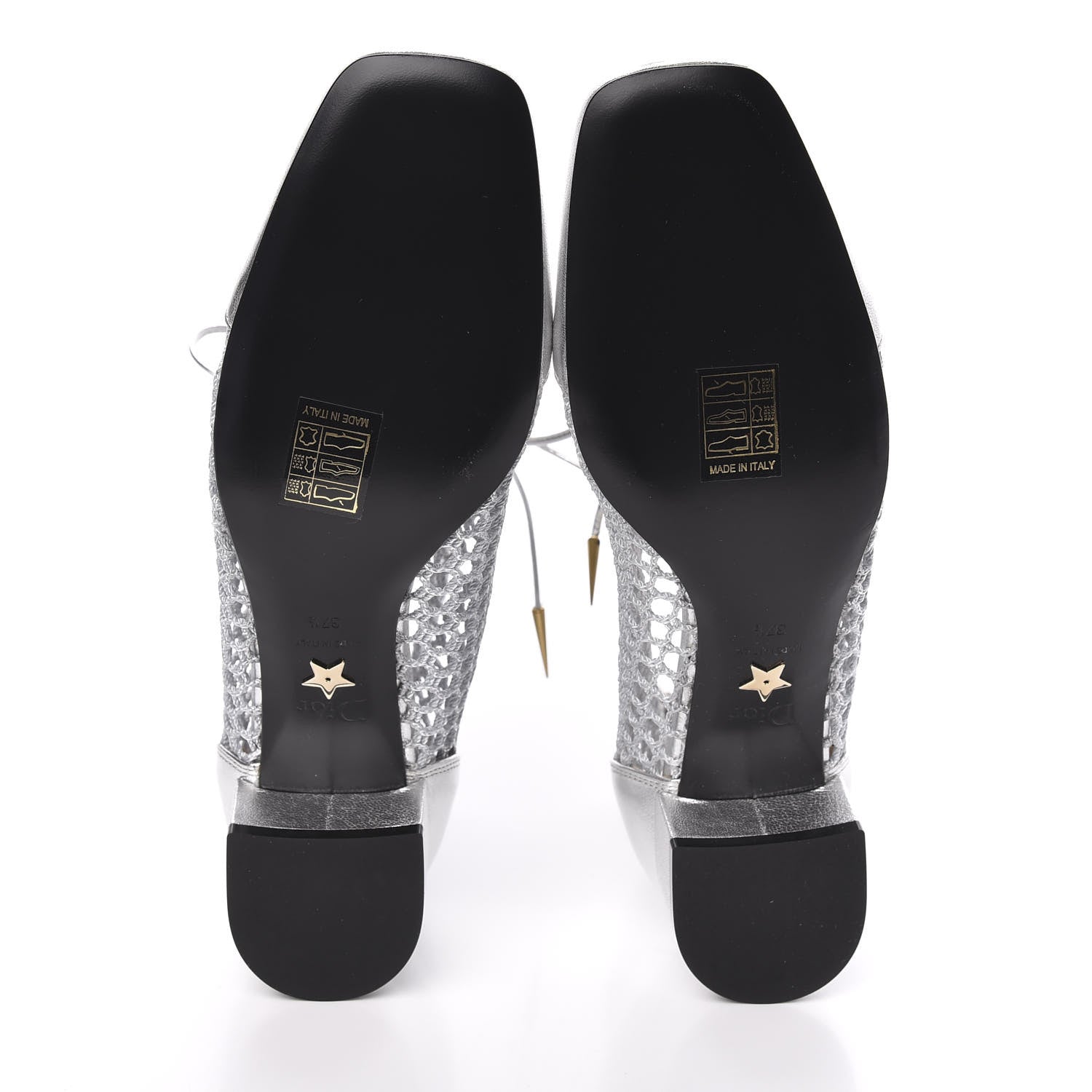 Christian Dior Laminated Lambskin Resille Naughtily-D 30mm Ankle Boots 37.5 Silver 5 of 9