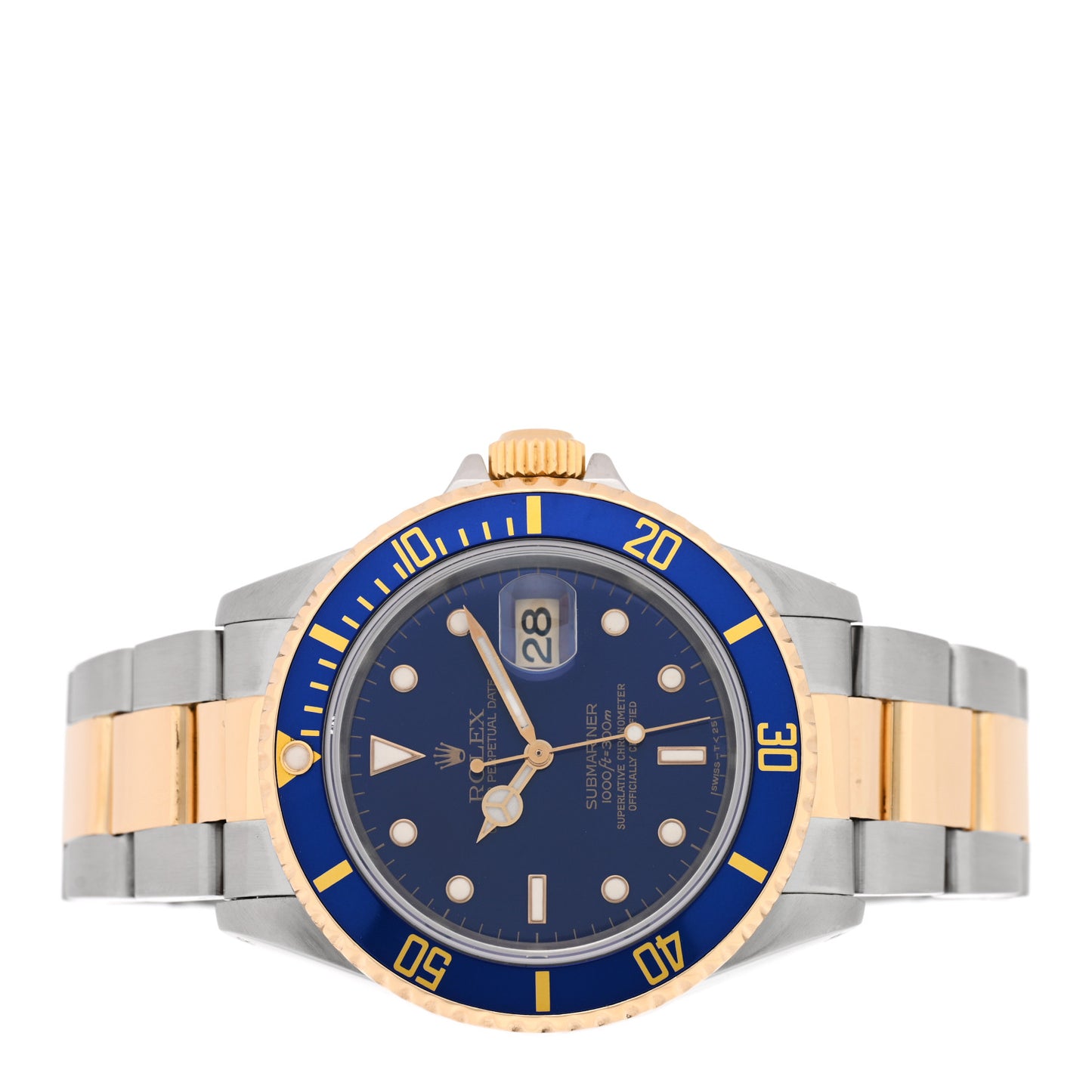 Stainless Steel 18K Yellow Gold 40mm Submariner Date Watch Royal Blue 16613
