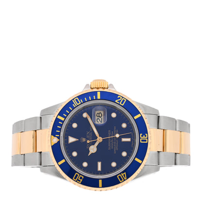 Rolex Stainless Steel 18K Yellow Gold 40mm Submariner Date Watch Royal Blue 16613 2 of 4
