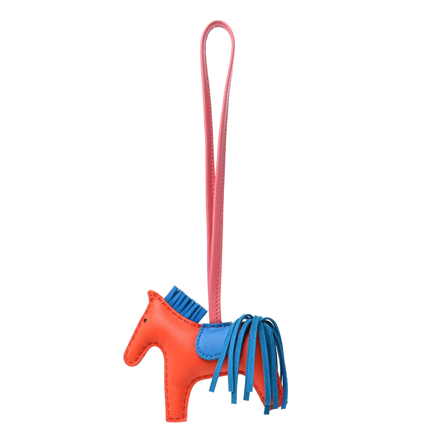 Hermes Milo Lambskin Grigri Rodeo Horse Bag Charm PM Orange Poppy Bleu Zanzibar Rose Azalee 1 of 3