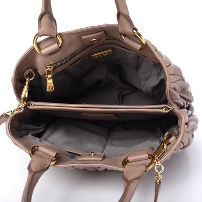 Miu Miu Nappa Matelasse Bauletto Top Handle Bowler Cammeo 5 of 10