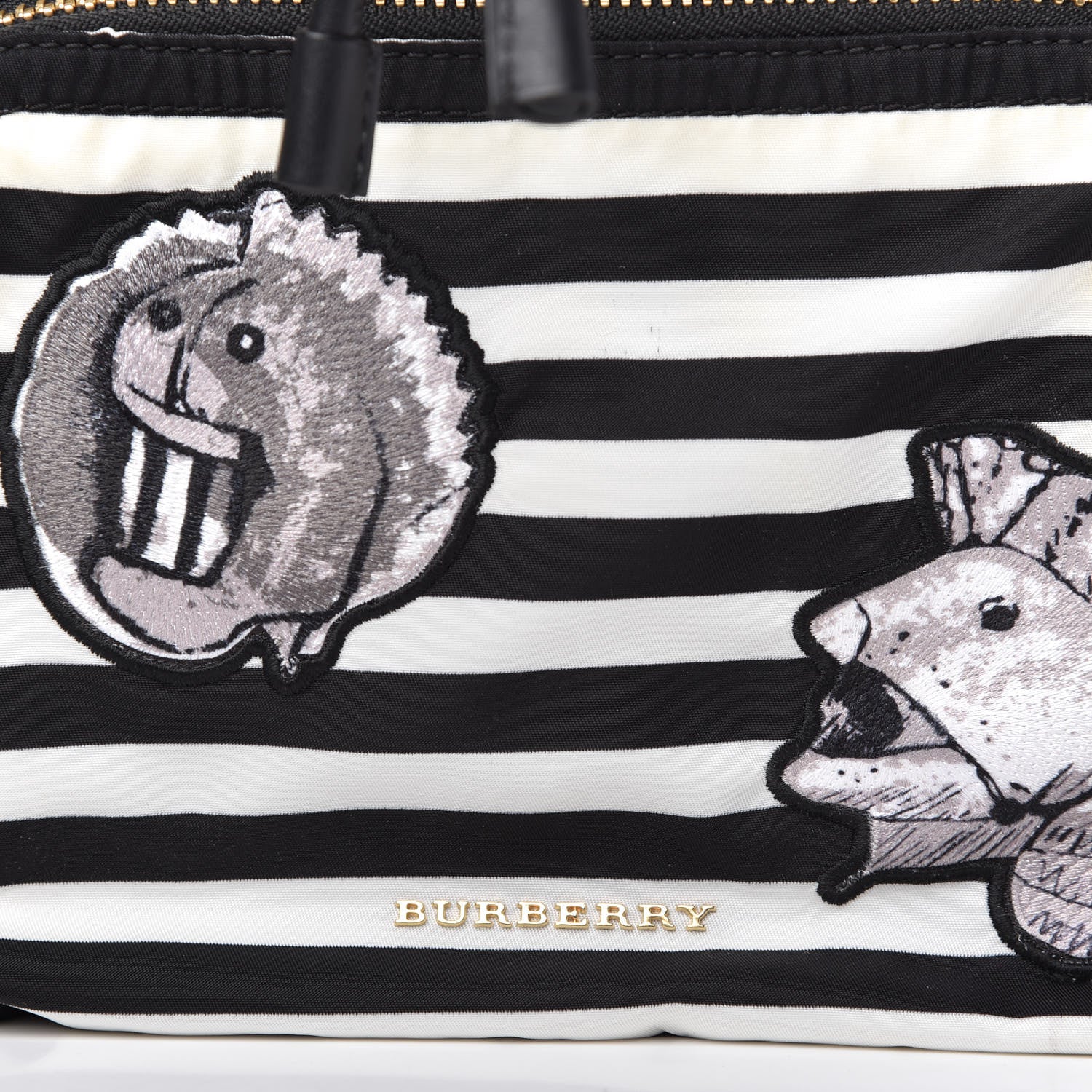 Burberry Nylon Striped Medium Rucksack Backpack Black White 10 of 13