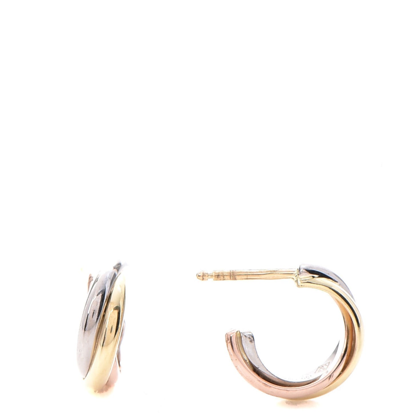 18K Pink Yellow White Gold 13mm Trinity Hoop Earrings