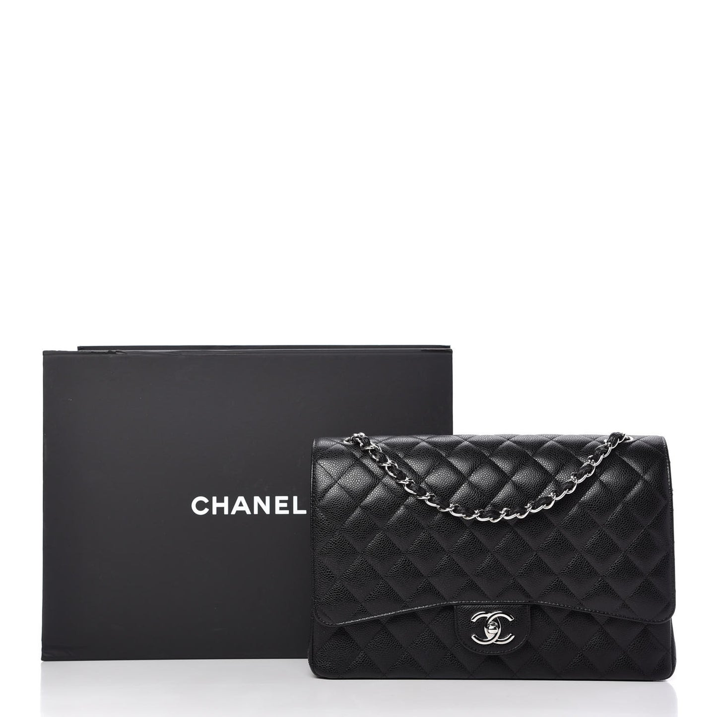 Caviar Quilted Maxi Double Flap Black
