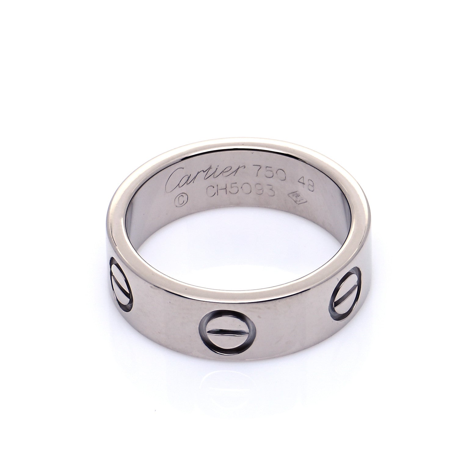 Cartier 18K White Gold 5.5mm LOVE Ring 48 4.5 4 of 5