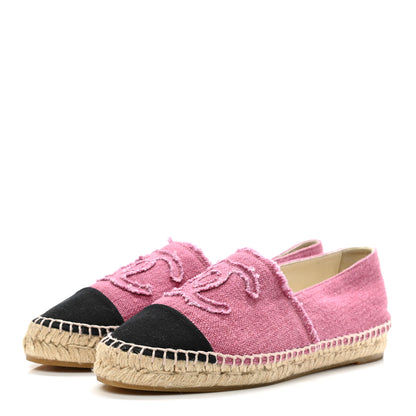 Chanel Linen CC Espadrilles 37 Pink Black 3 of 10