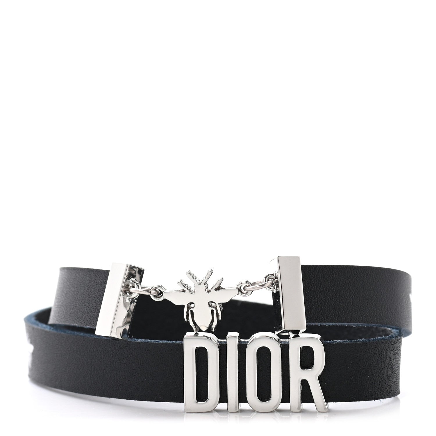 Christian Dior Calfskin Dior Bee Double Bracelet Black 1 of 6