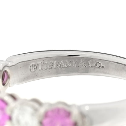 Tiffany Platinum Diamond Pink Sapphire 3mm Embrace Half Circle Ring 53 6.25 4 of 5