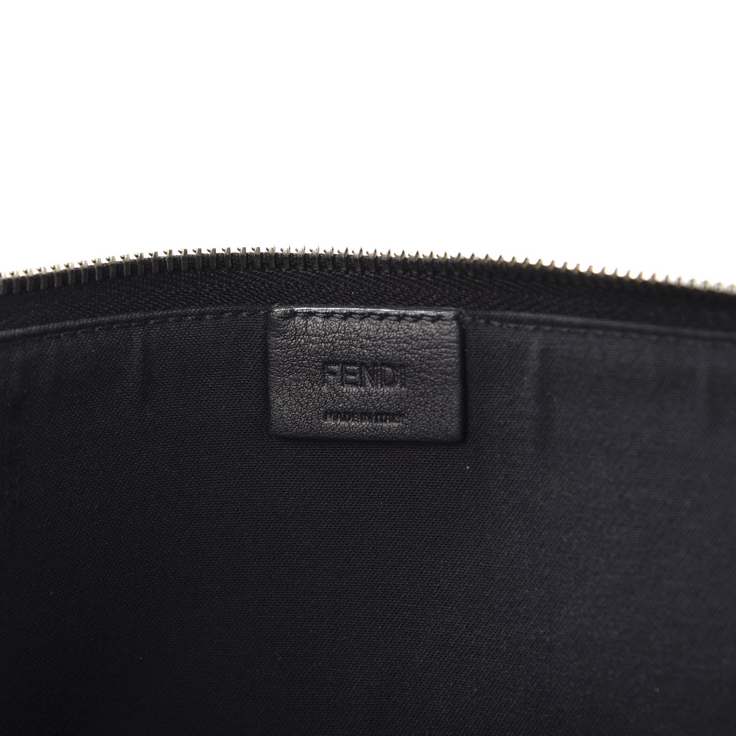 Fendi Vitello Dolce Fun Fair Embossed Zip Around Pouch Black Multicolor 7 of 8