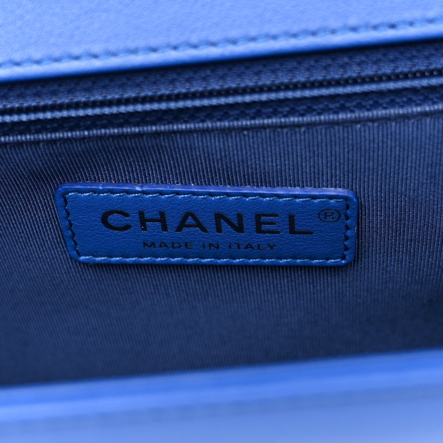 Lambskin Chevron Quilted New Medium Boy Flap Bright Blue