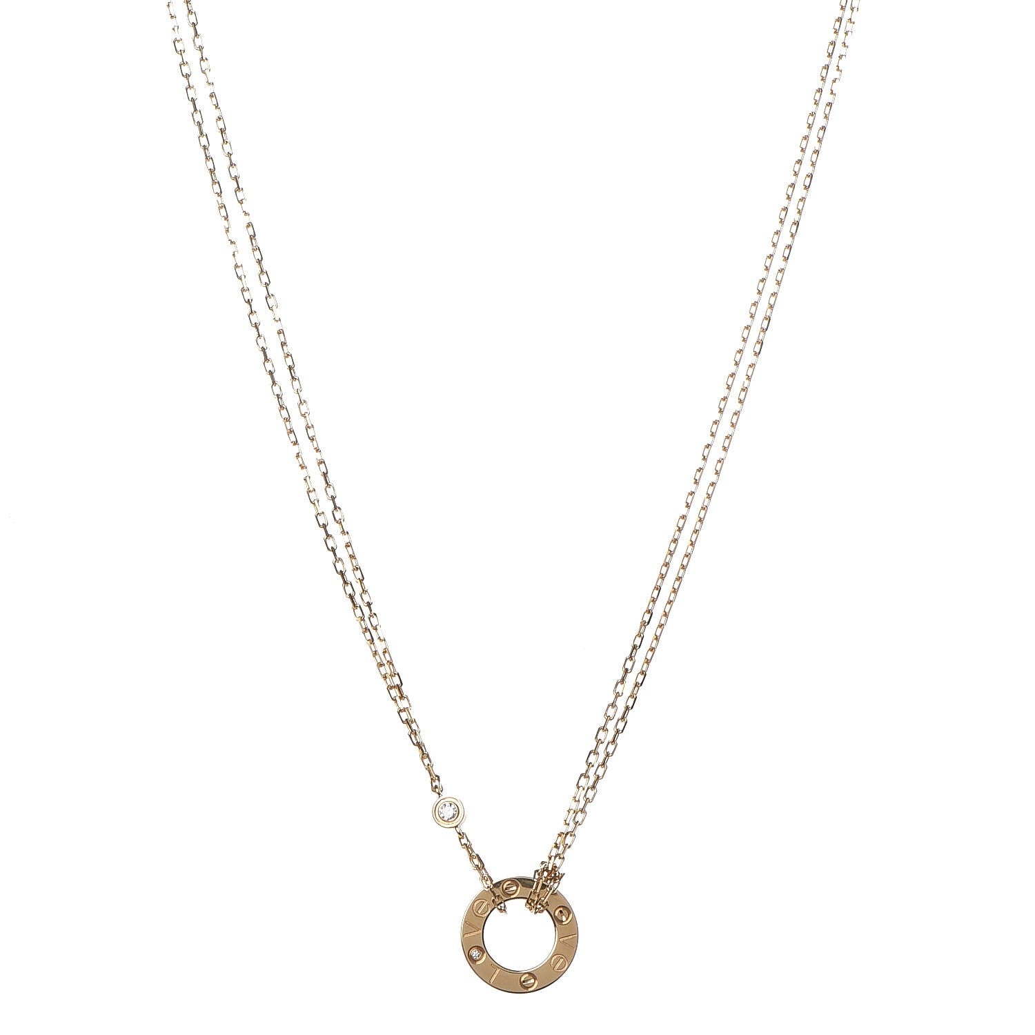 Cartier 18K Yellow Gold 2 Diamond LOVE Necklace 1 of 8