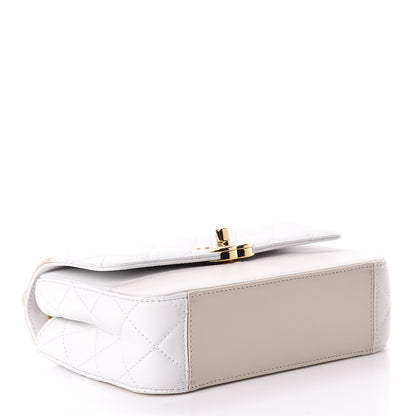 Chanel Lambskin Calfskin Quilted Shoulder Flap Bag Beige White 4 of 13
