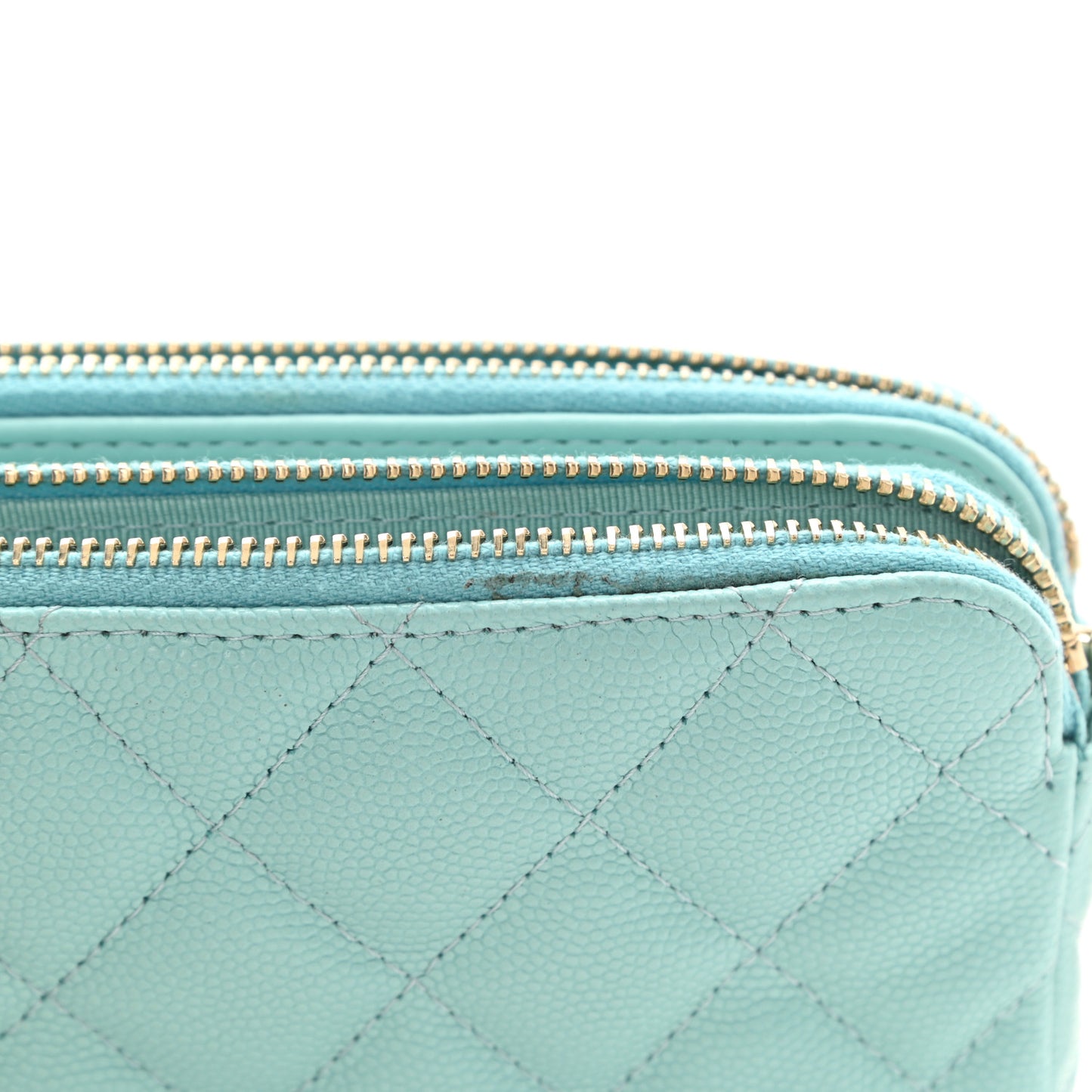 Caviar Quilted Small Clutch With Chain Light Blue