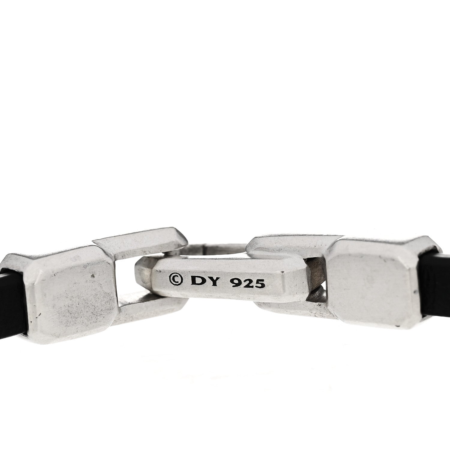 David Yurman Sterling Silver Emerald Leather Mens 4mm Streamline ID Bracelet 3 of 5