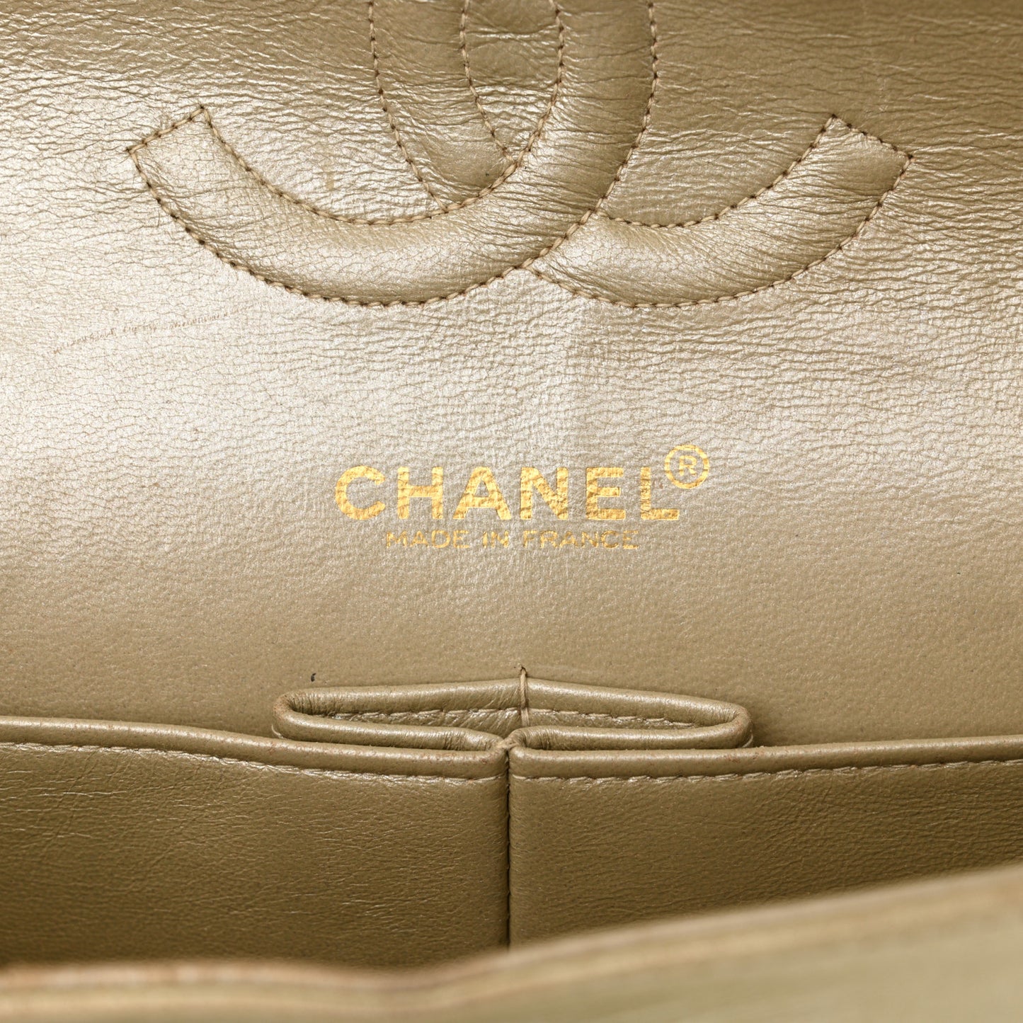 Metallic Lambskin Quilted Medium Double Flap Gold