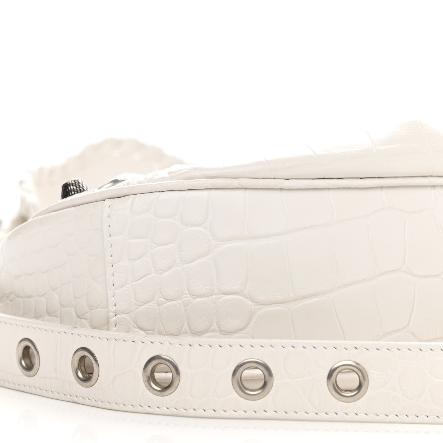 Balenciaga Extra Supple Calfskin Crocodile Embossed Le Cagole Shoulder Bag XS White 8 of 14