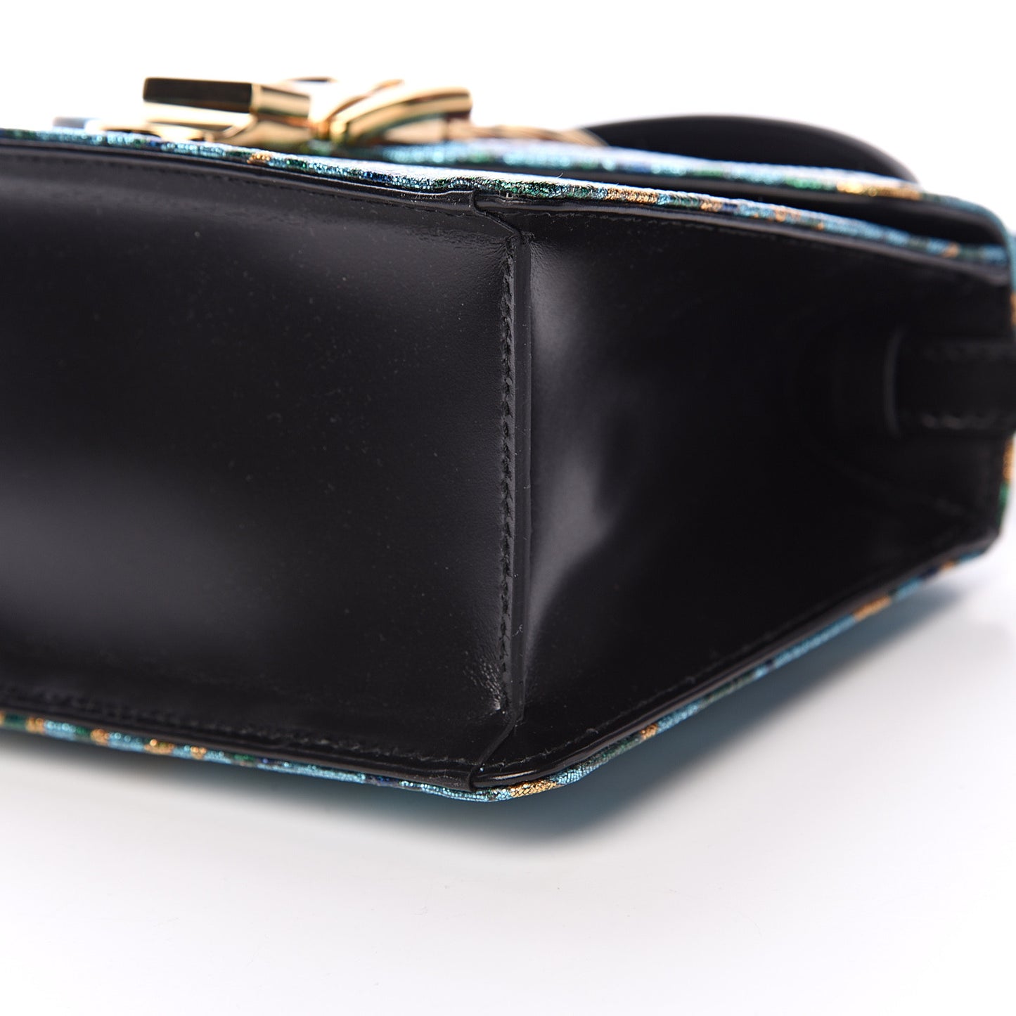 Iridescent Brocade Mini Sylvie Top Handle Bag Azure