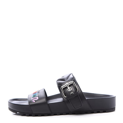 Louis Vuitton Calfskin New Wave Bom Dia Mule Sandals 38 Black 1 of 7