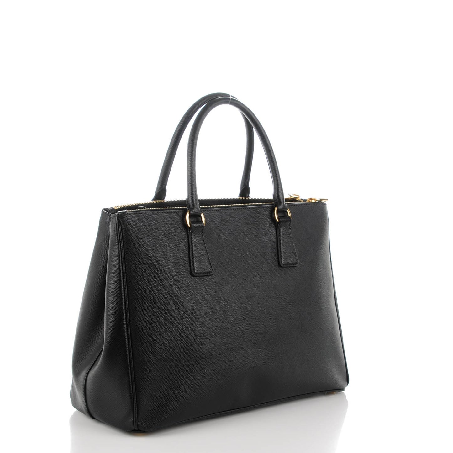 Saffiano Medium Galleria Double Zip Tote Black