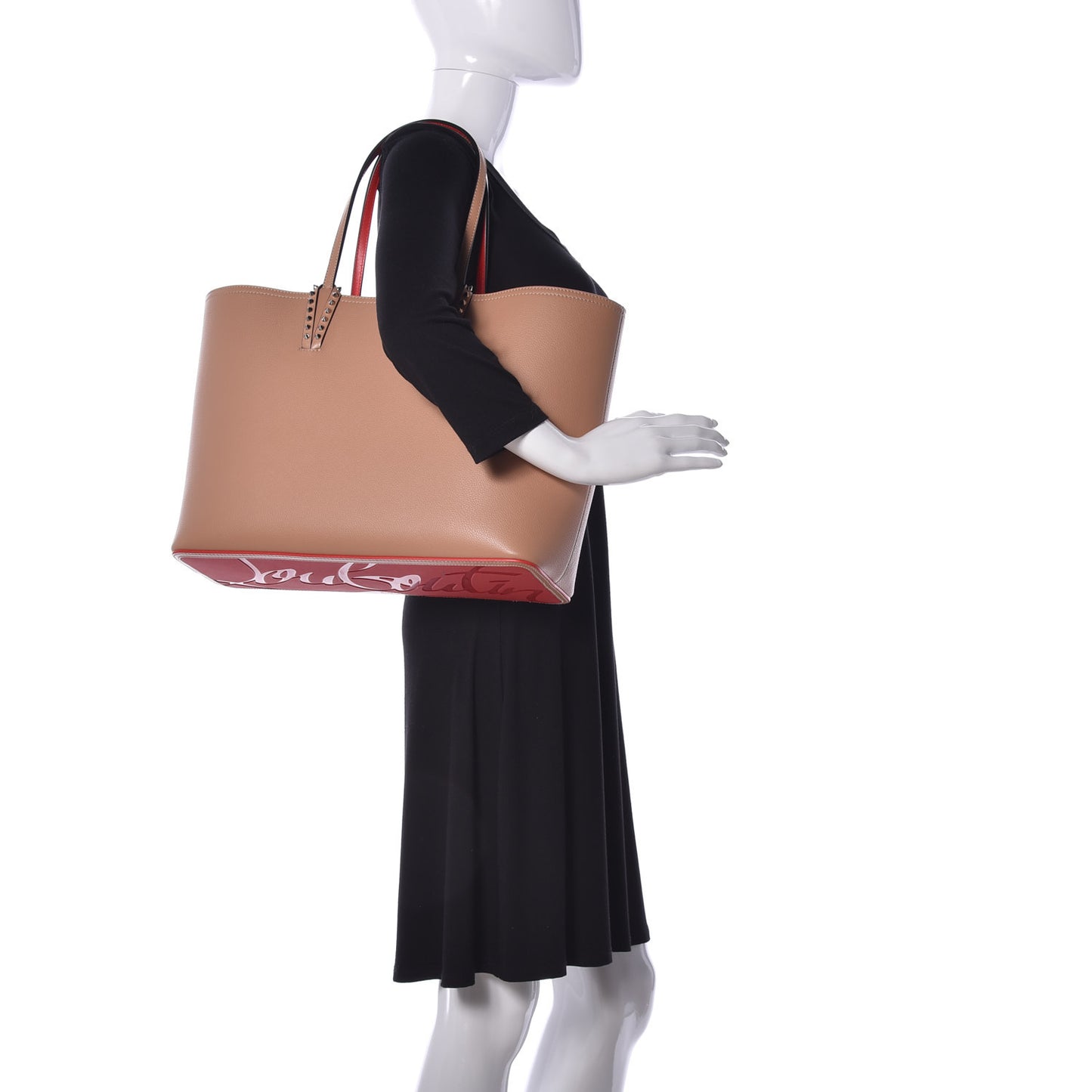 Calfskin Spikes East West Cabata Tote Nude