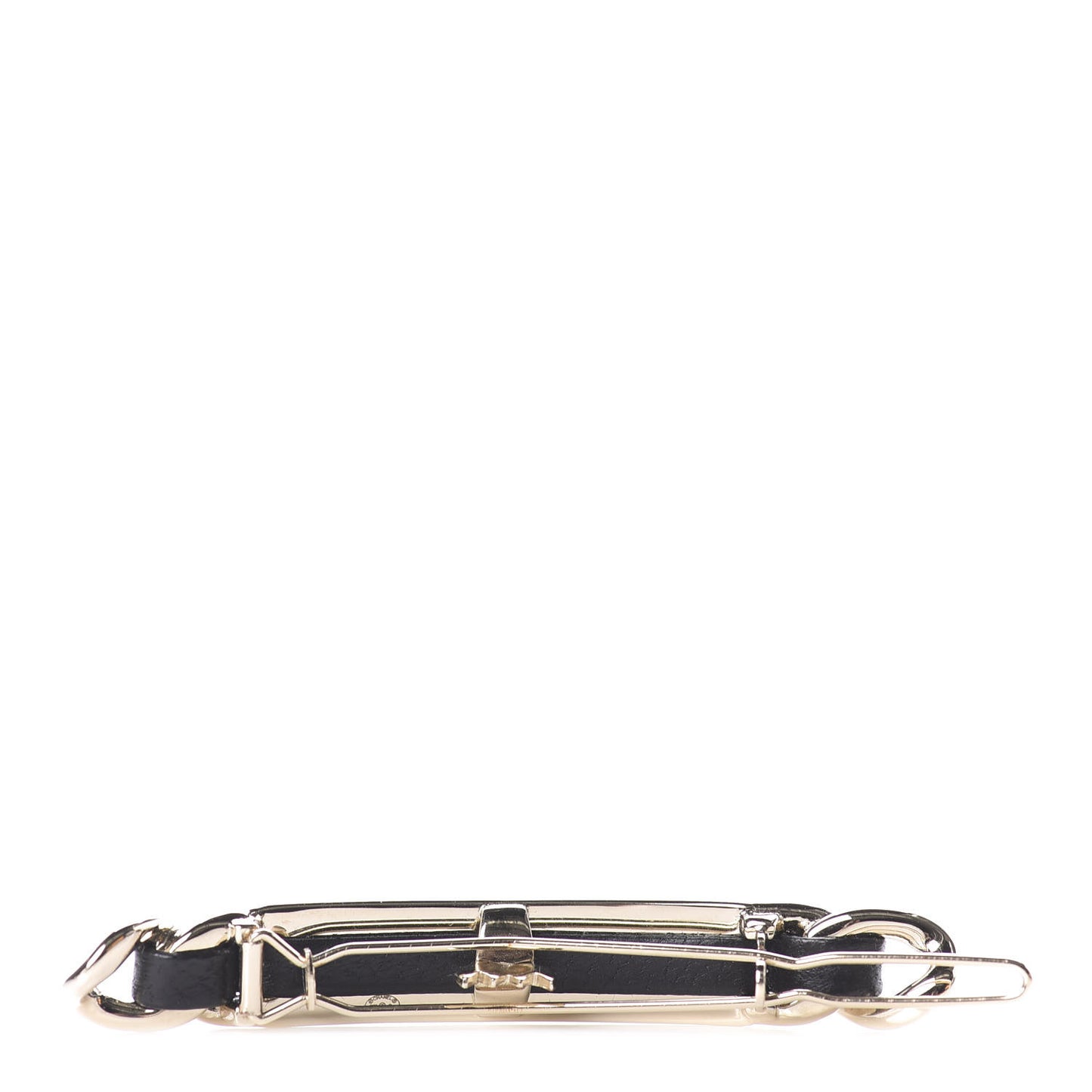 Metal Lambskin Crystal Sergeant Hair Clip Barette Black Gold