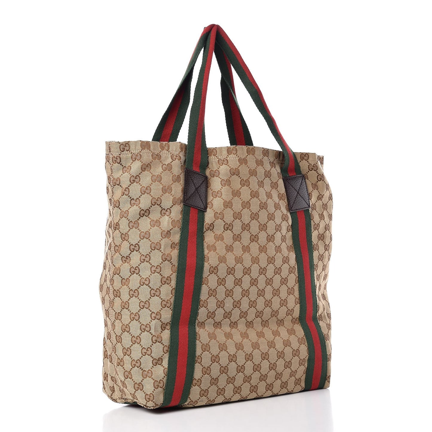 GG Monogram Medium Web Handle Vertical Tote Dark Brown