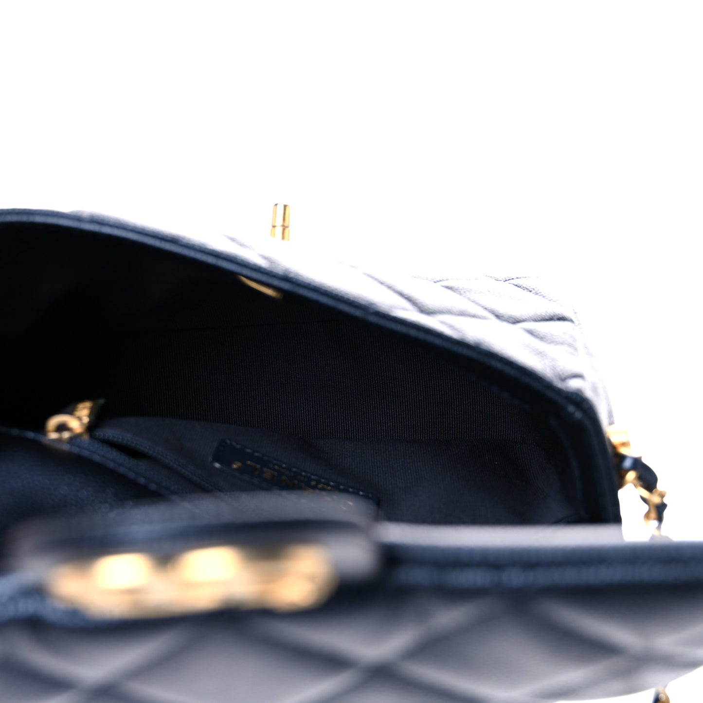 Iridescent Caviar Quilted Mini My Perfect Flap Black