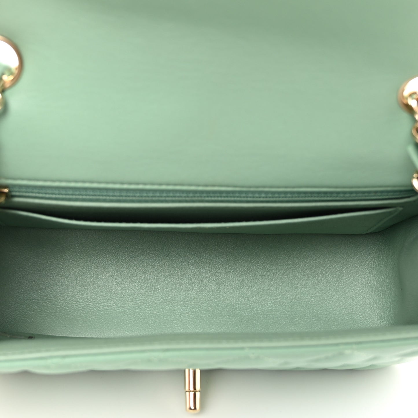 Lambskin Quilted Mini Rectangular Flap Light Green