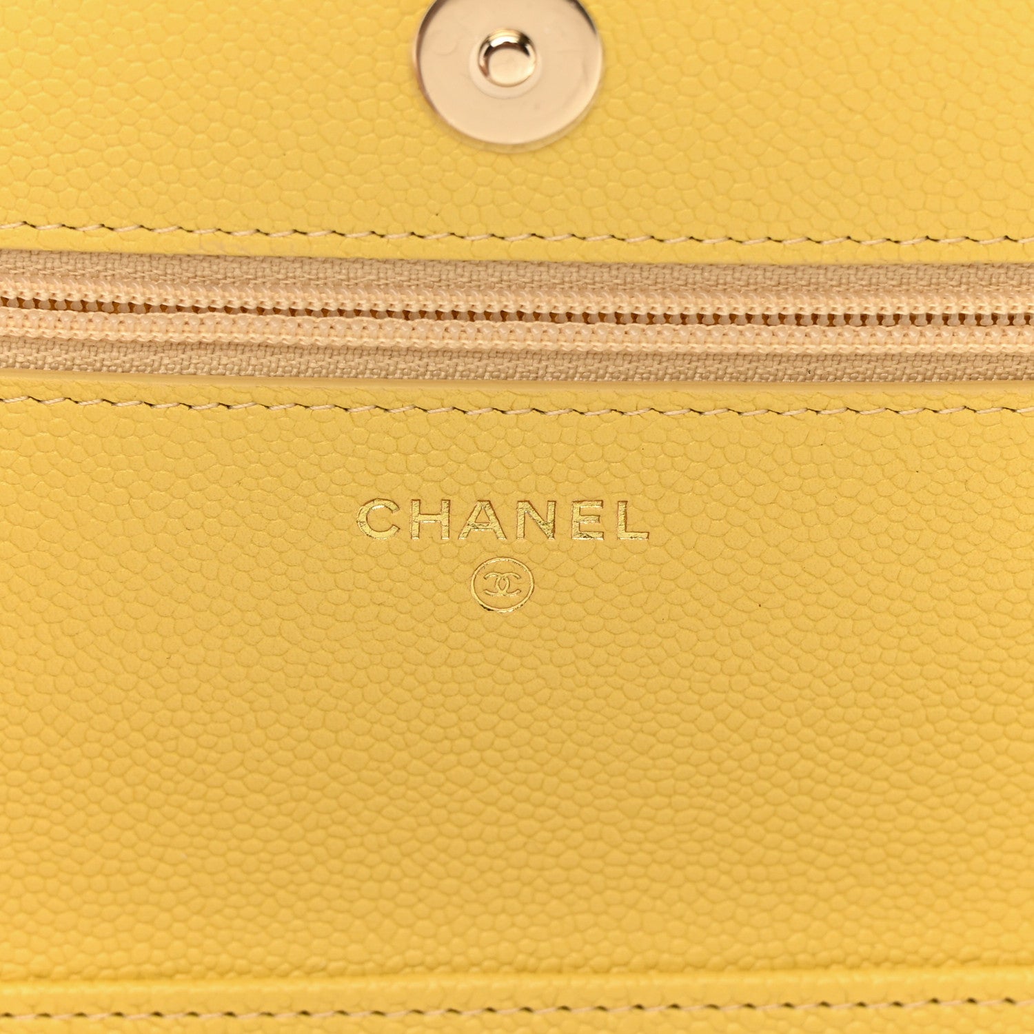 Chanel Caviar Quilted Tiny CC Wallet On Chain WOC Yellow 7 of 13