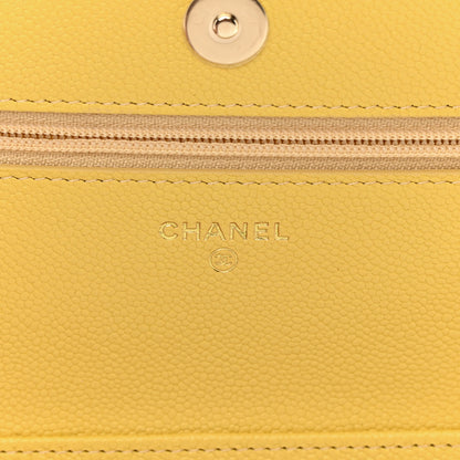 Chanel Caviar Quilted Tiny CC Wallet On Chain WOC Yellow 7 of 13