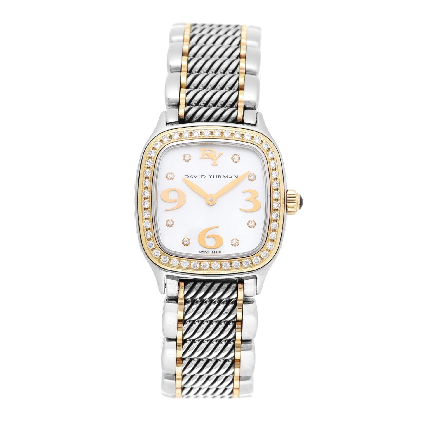 Stainless Steel 18K Yellow Gold Diamond Mother of Pearl 25mm Thoroughbred Quartz Watch