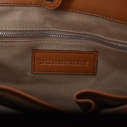 Burberry Canvas Mega Check Medium Traveler Tote Saddle Brown 7 of 8