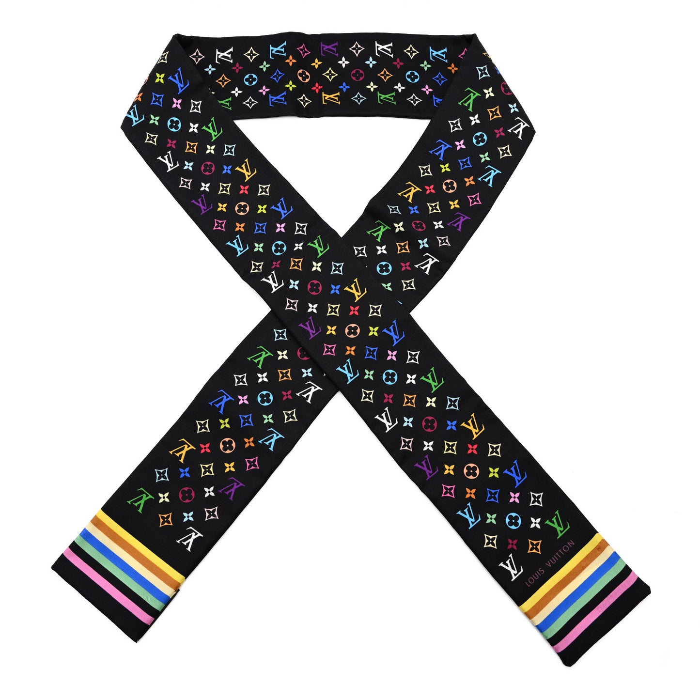 Silk Monogram Multicolor Bandeau Black