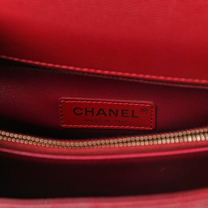 Chanel Caviar Lizard Embossed Quilted Small Coco Handle Flap Burgundy 6 of 13