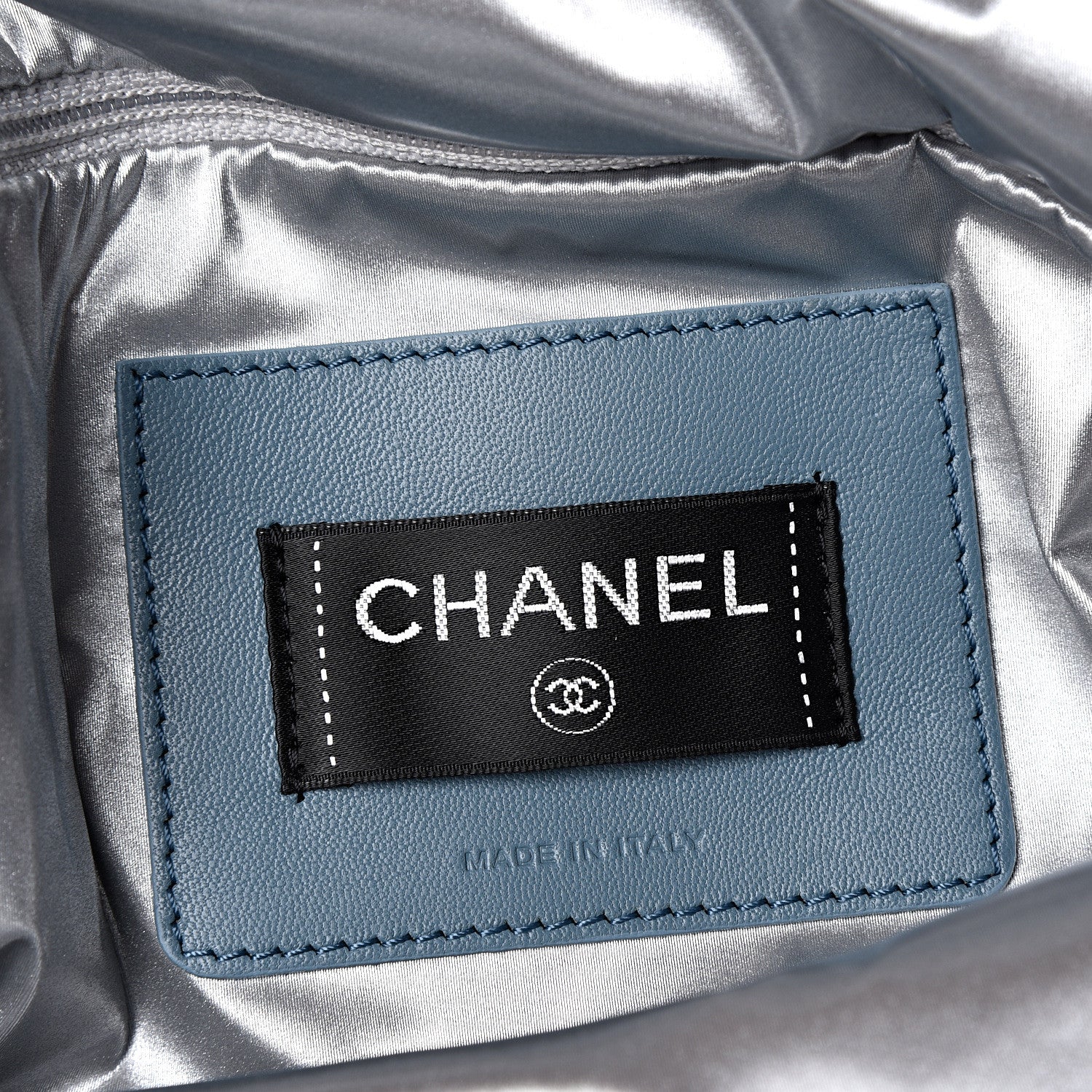 Chanel Nylon Embossed Doudoune Bowling Bag Blue White 5 of 12