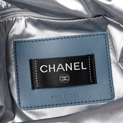 Chanel Nylon Embossed Doudoune Bowling Bag Blue White 5 of 12