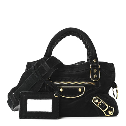 Balenciaga Baby Daim Suede Gold Metallic Edge Hardware Mini City Black 3 of 11