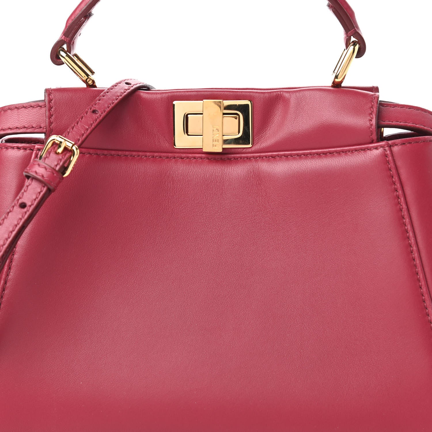 Fendi Nappa Mini Peekaboo Iconic Satchel Amarena 10 of 10