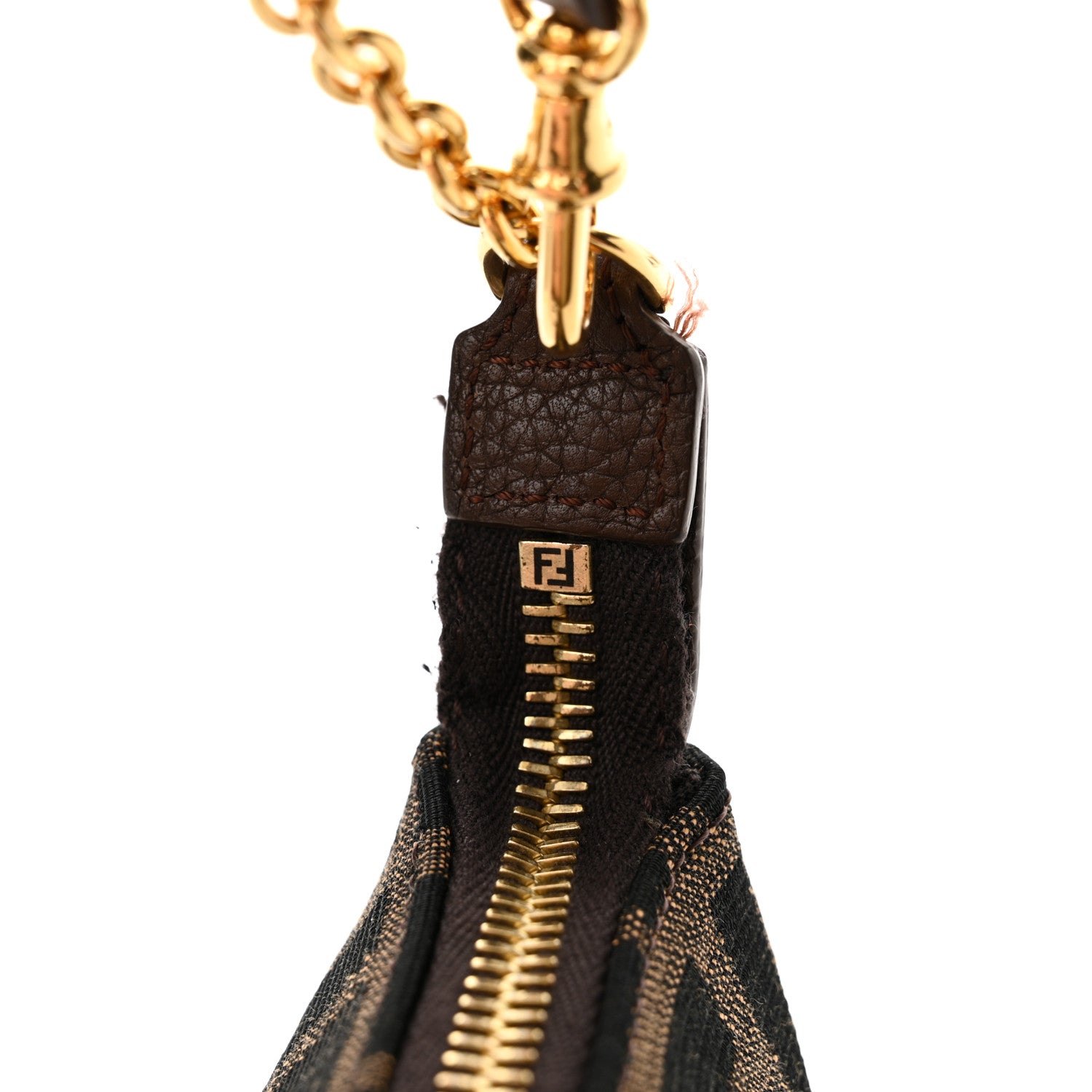 Fendi Zucca Vitello Elite Mini Pouch Crossbody Tobacco 1539748