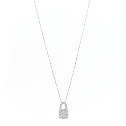 Roberto Coin 18K White Gold Diamond Tiny Treasures Lock Pendant Necklace 1 of 8