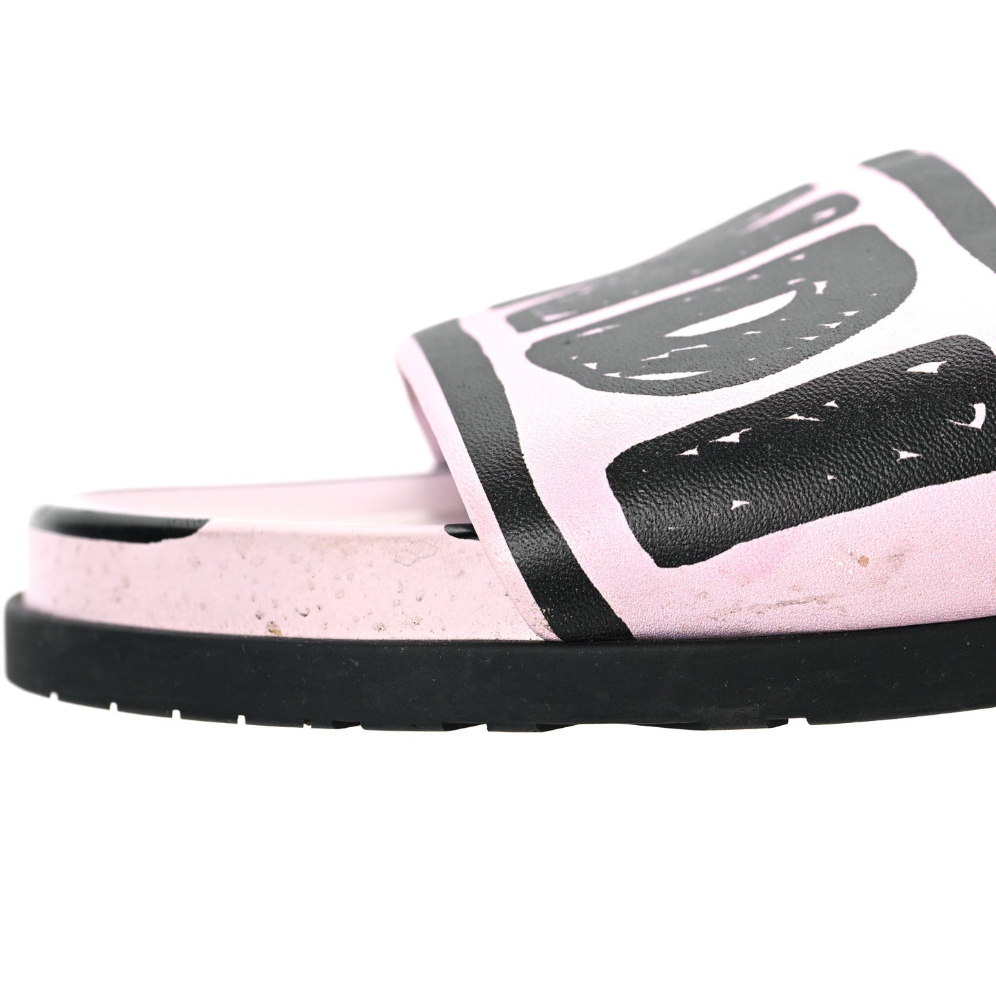 X JOSHUA VIDES Roma Calfskin Fussbetts Slide Sandals 41 Pink Xiloph White Black
