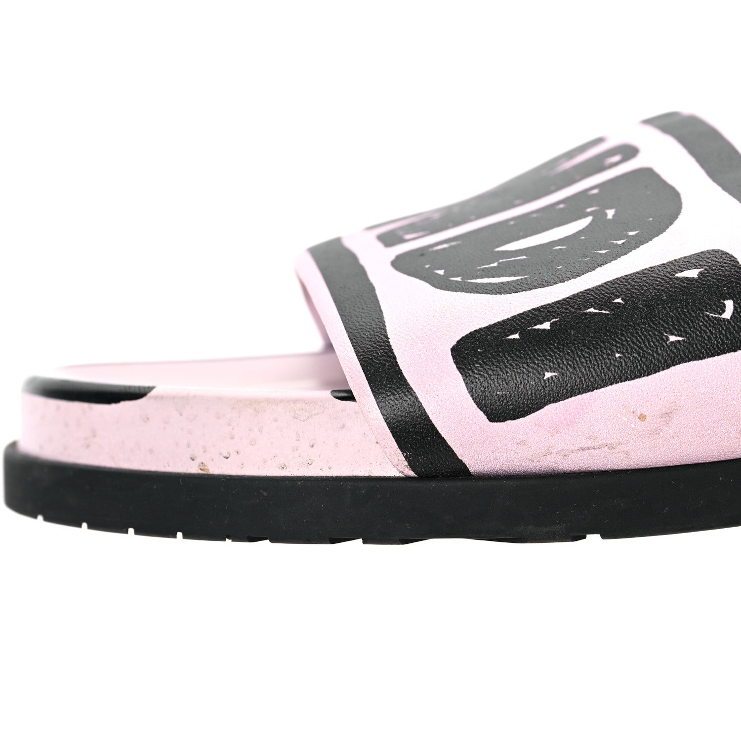 Fendi X JOSHUA VIDES Roma Calfskin Fussbetts Slide Sandals 41 Pink Xiloph White Black 6 of 9
